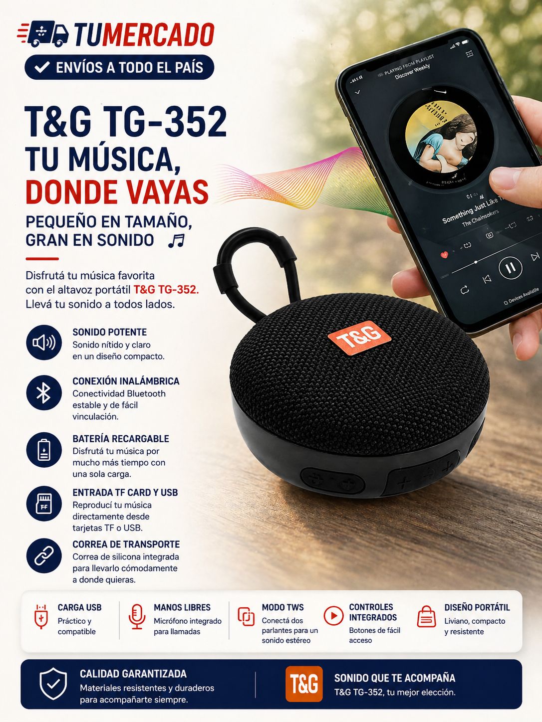 Altavoz portátil recargable
