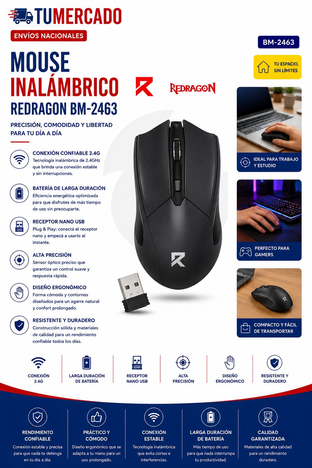 Mouse inalámbrico Redragon