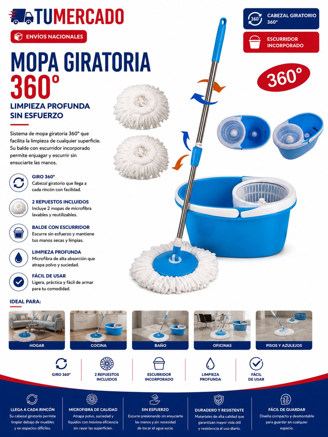 Mopa giratoria 360°