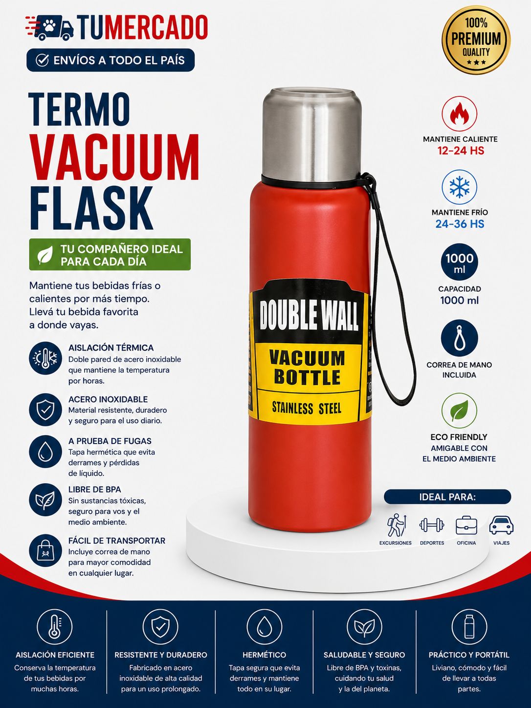 Termo Vacuum double wall Acero 