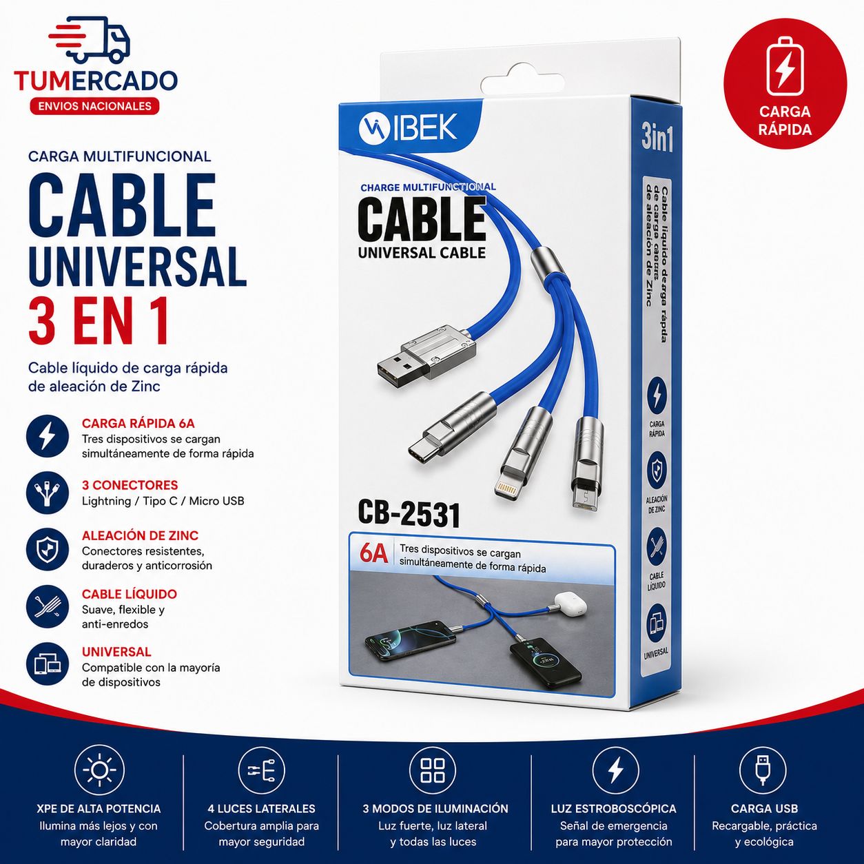  Cable Universal 3 en 1 