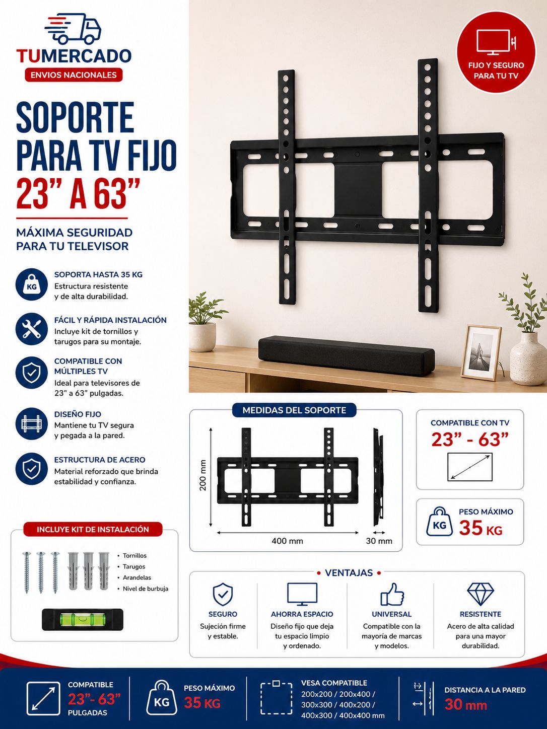 Soporte para tv fijo