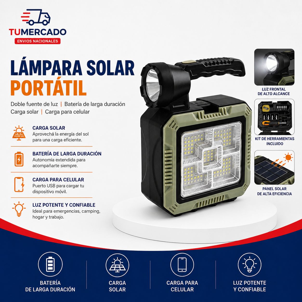  Lámpara solar portátil multifuncional