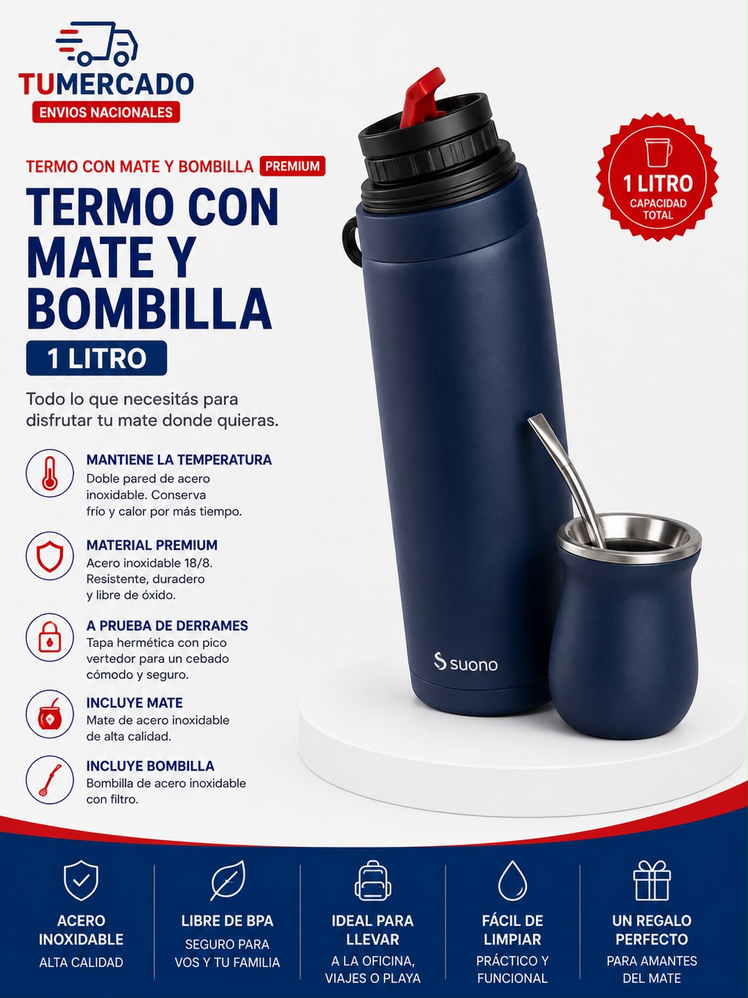 Termo, mate y bombilla