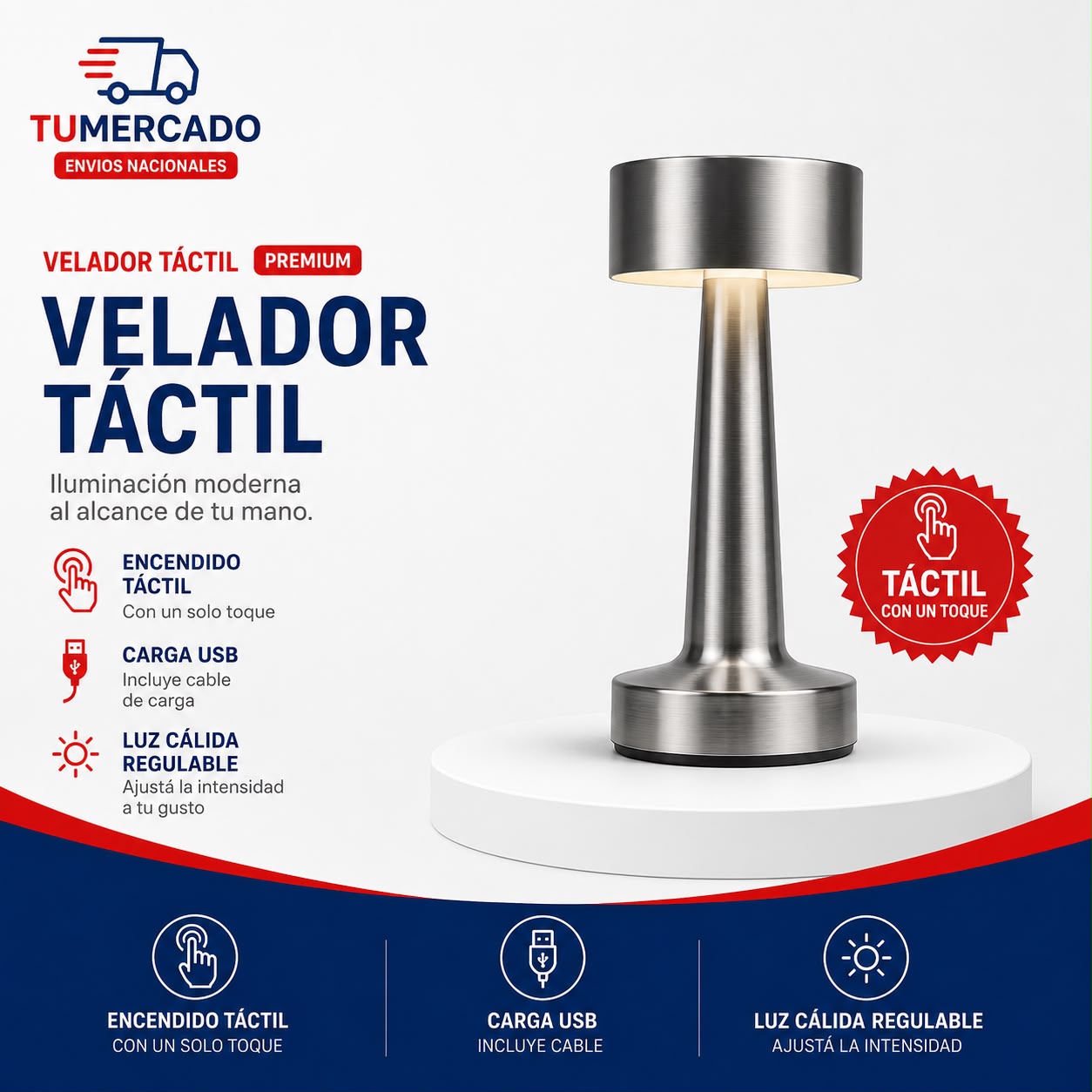 Velador tactil
