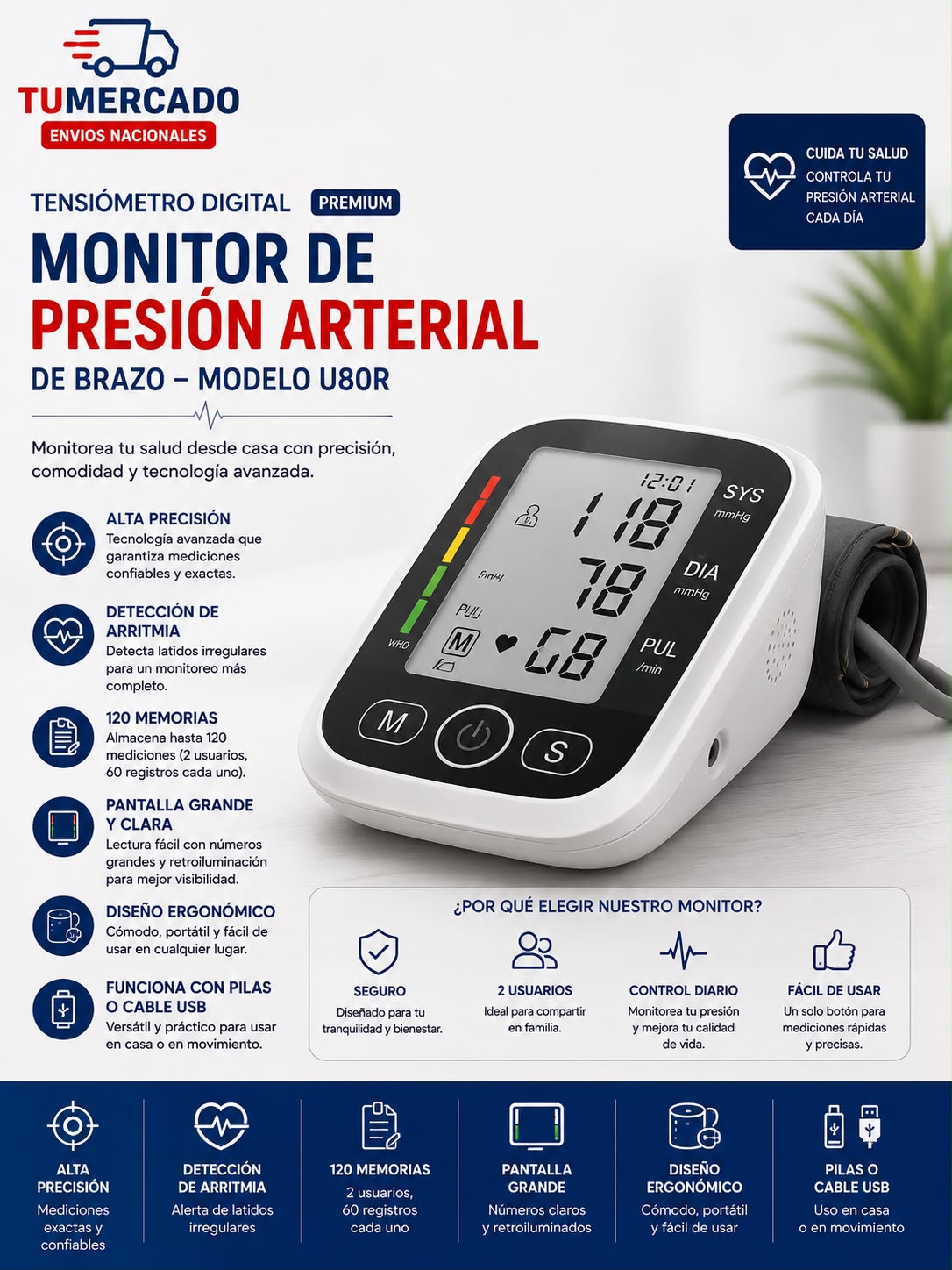 Tensiómetro digital de brazo