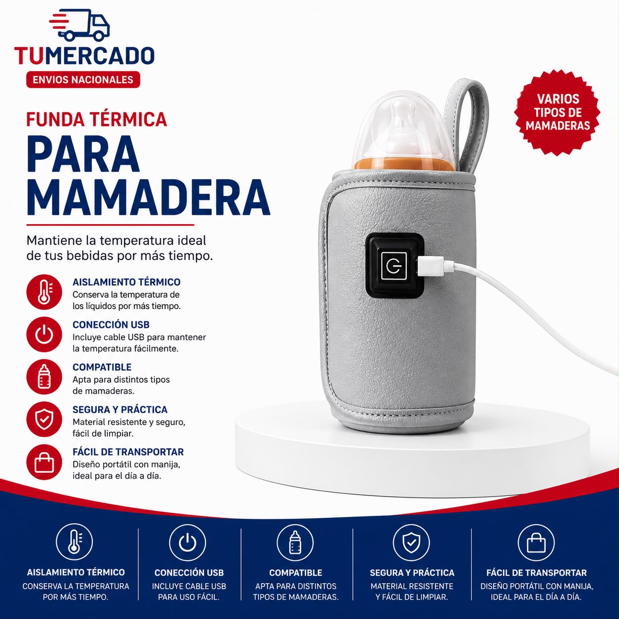 Calentador de mamadera recargable portatil