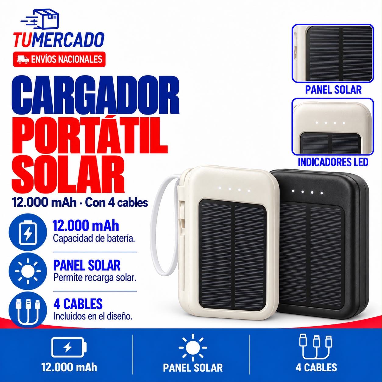 Cargador portatil solar 