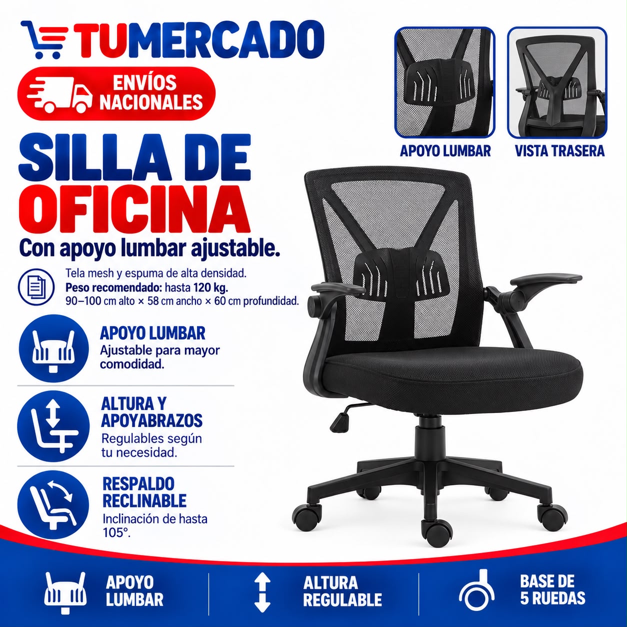 Silla ergonomica negra