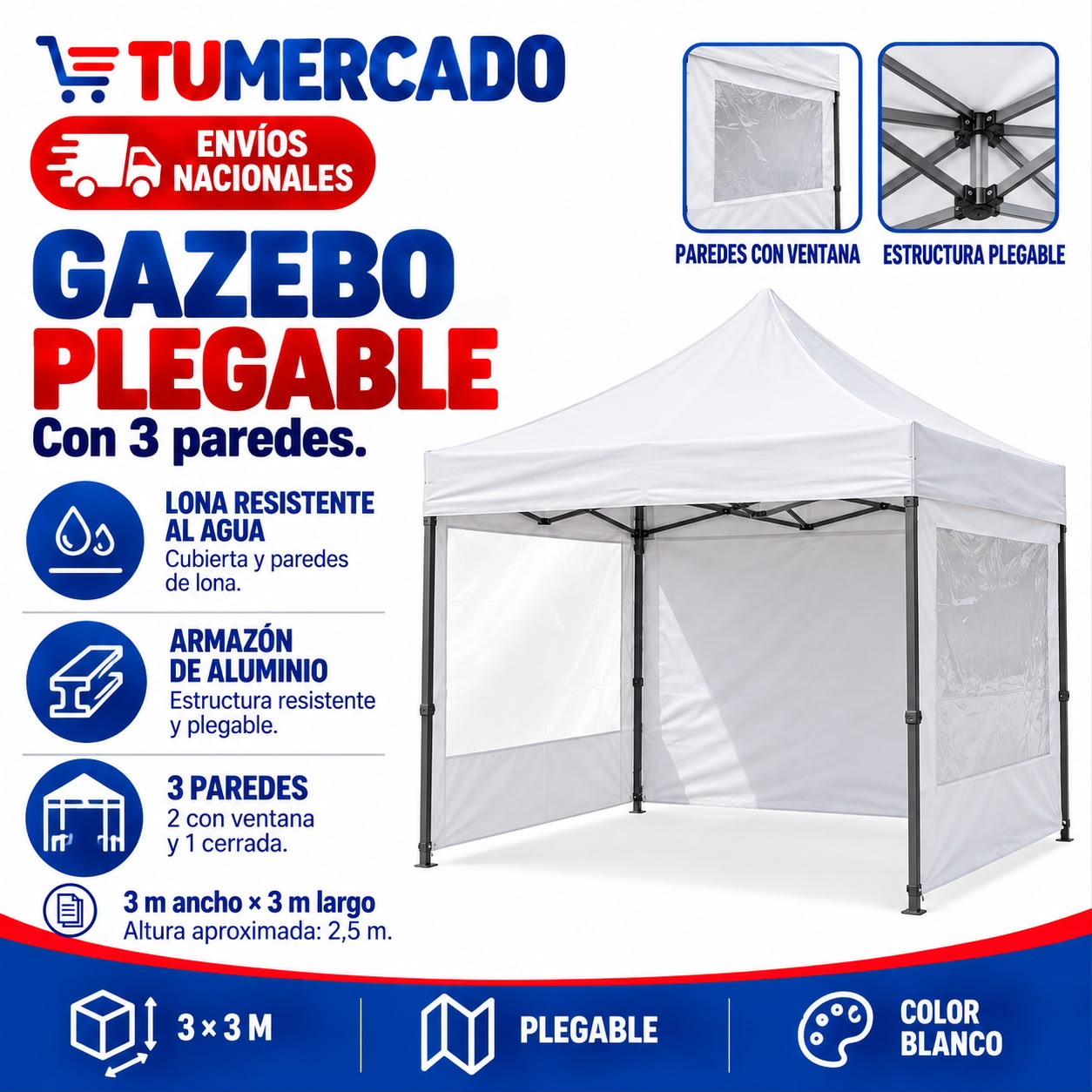 Gazebo Plegable 3x3mt