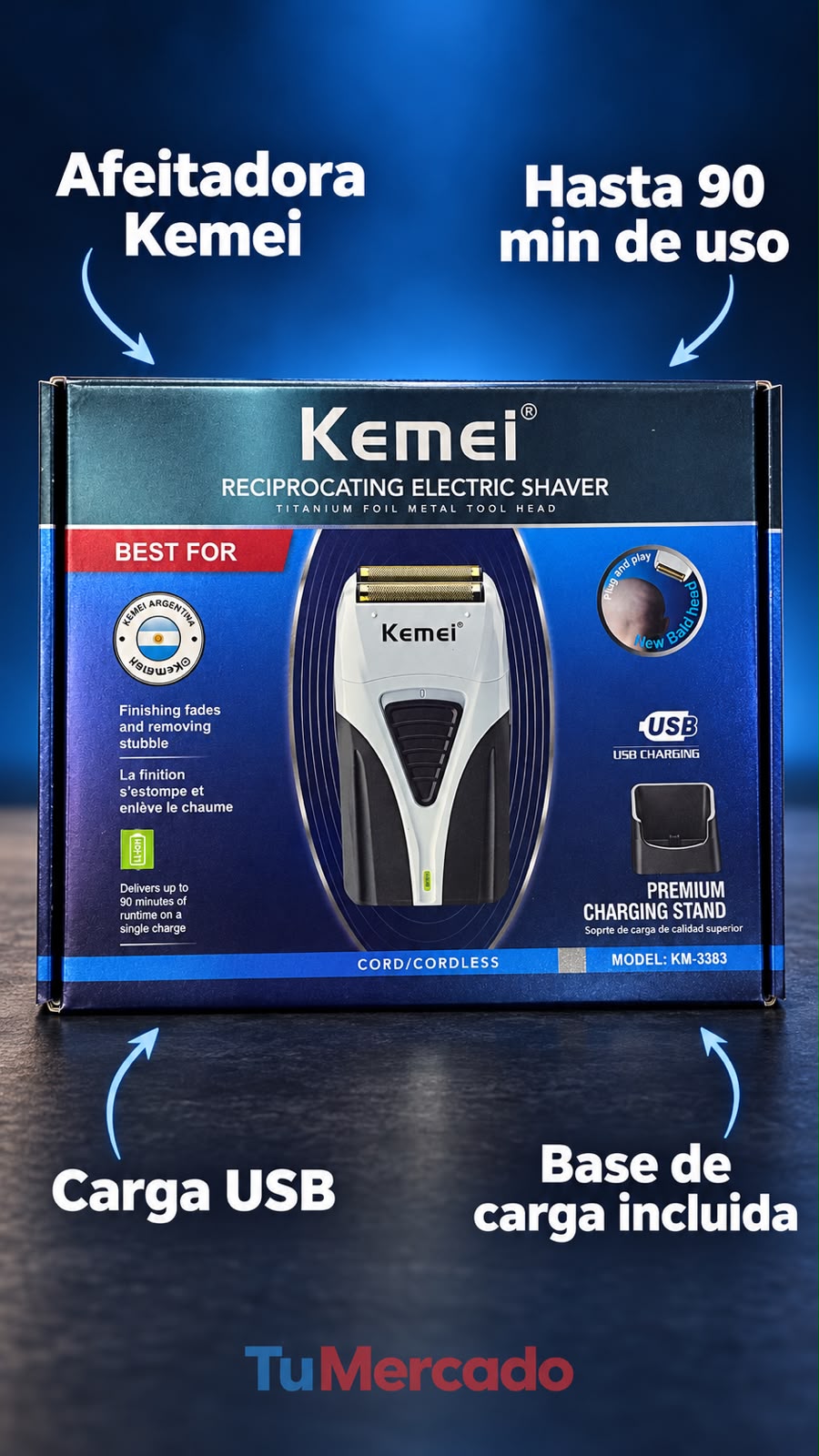 Afeitadora shaver kemei profesional 