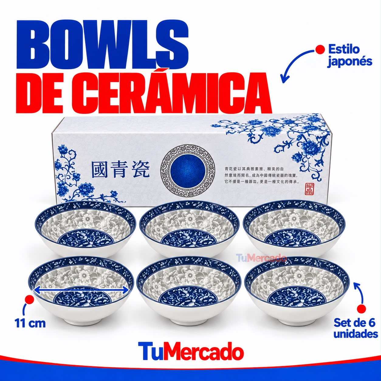 Bowl ceramica estilo Japones azul