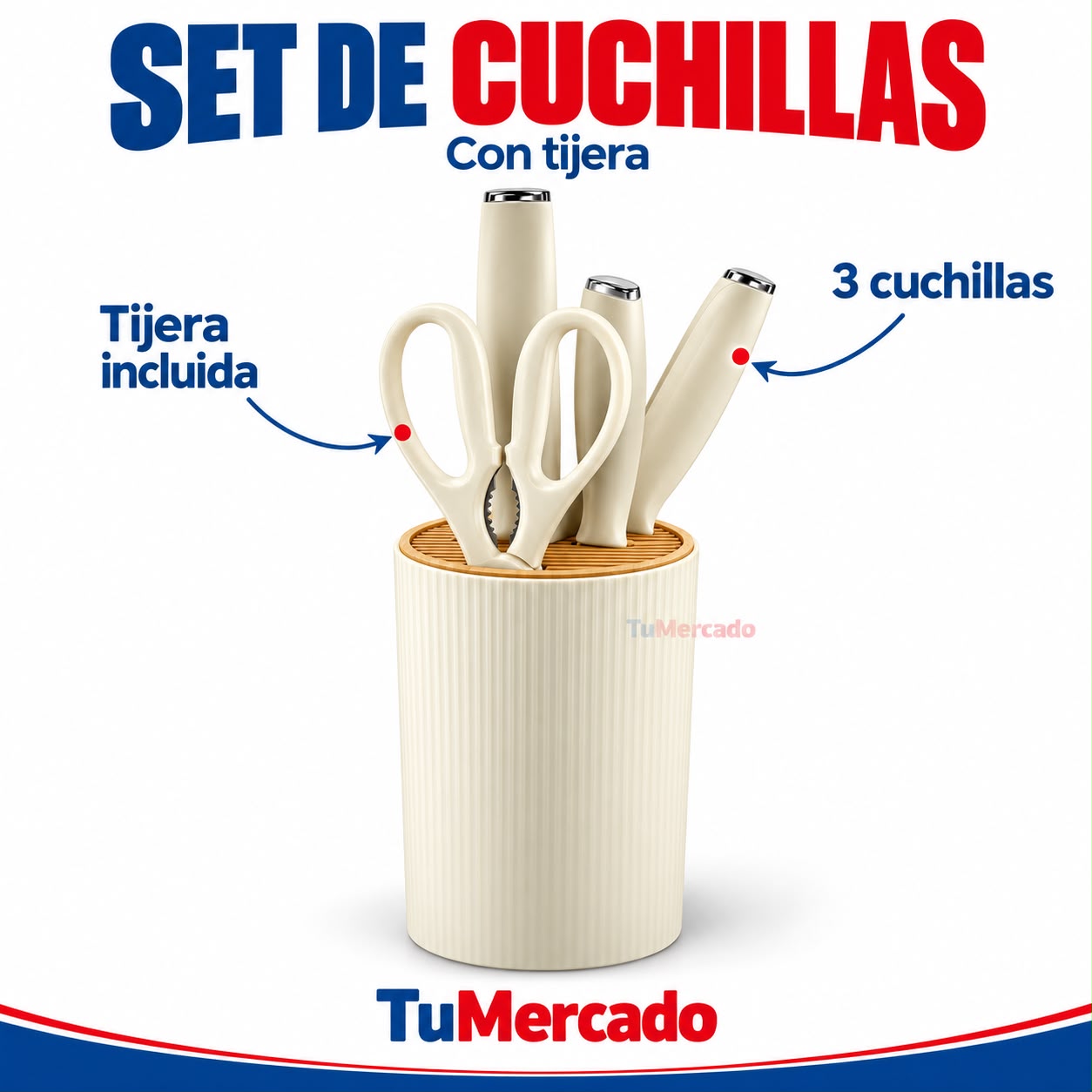 Set X3 cuchillas de cocina con tijera